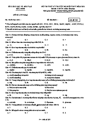 Đề thi thử Tốt nghiệp THPT môn Hóa học - Mã đề 203 - Năm học 2020-2021 - Sở giáo dục và đào tạo Bắc Ninh (Có đáp án)